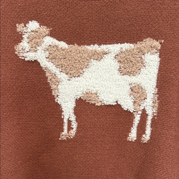 Rust Cow Design Sweater by Cupcakes and Cashmere - Picture 3 of 4